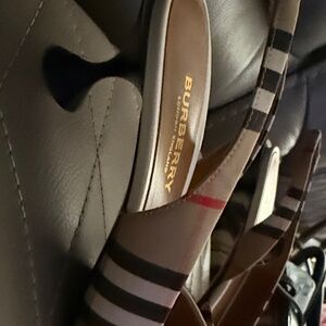 Burberry Striped Heels - Black, Brown, and Red